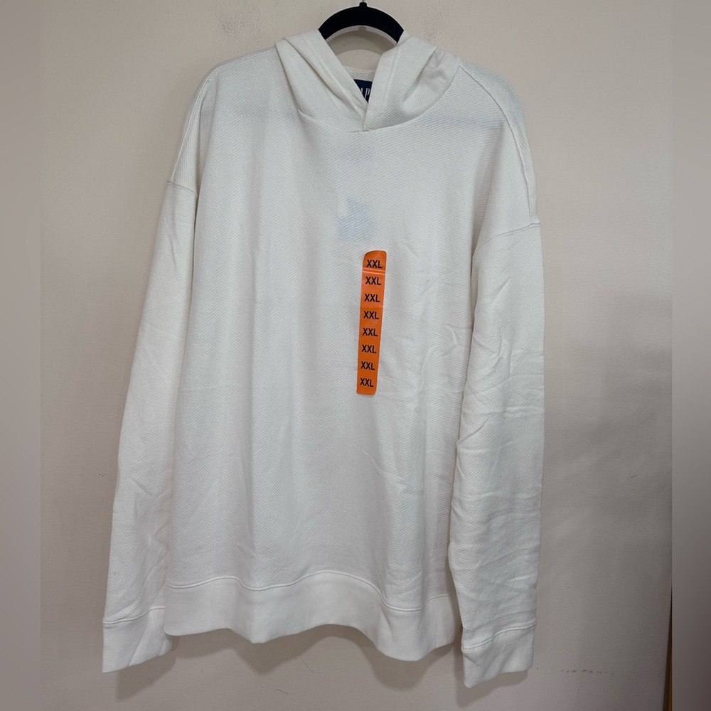 GAP Men's Classic White textured pullover Hoodie. Size XXL. NWT.